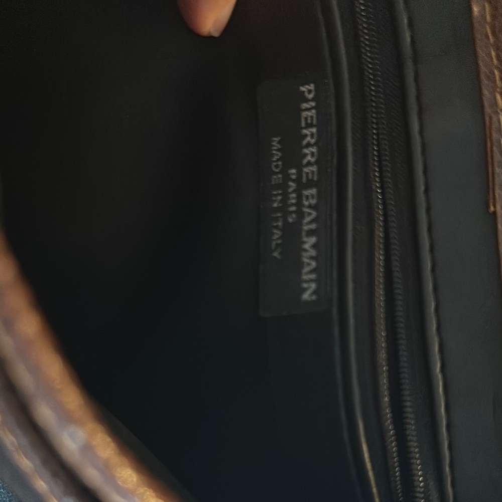 Vintage Pierre Balmain Genuine Leather Black and Brown Crossbody Bag - Picture 7 of 8